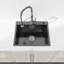 Évier de cuisine en acier inoxydable, lavabo simple encastré à la main noir de 23 po x 19 po, avec drain et crochet standards américains