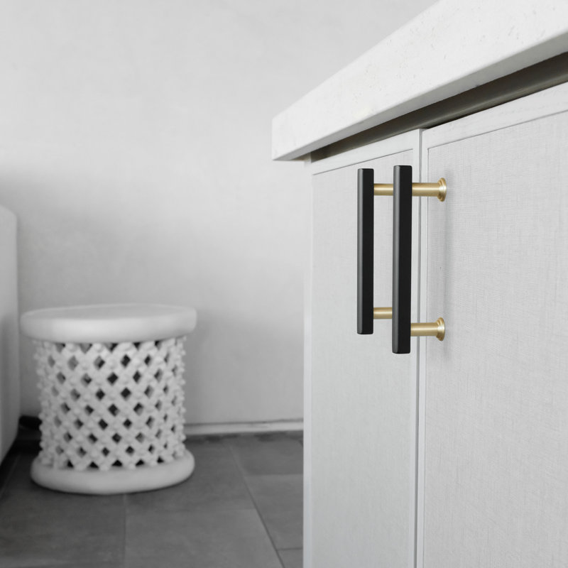 Mod Two Tone Bar / Handle Pull, 8", Matte Black/Satin Brass