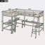 Lit mezzanine simple en bois en forme de L avec échelle et 2 bureaux intégrés en forme de L-2107164371
