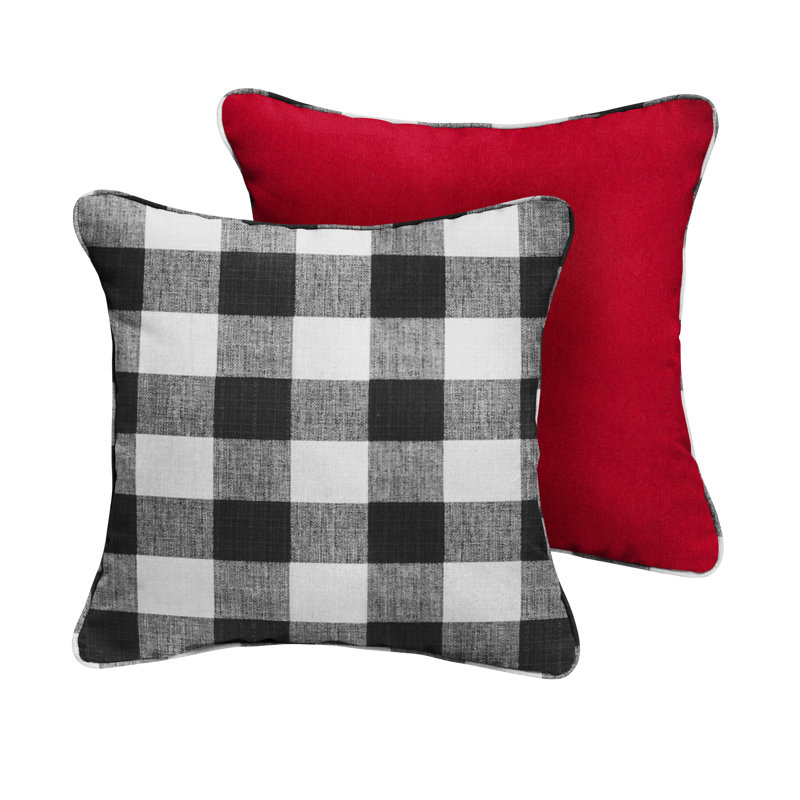 Plaid Outdoor Reversible Throw Pillow, 20" x 20"