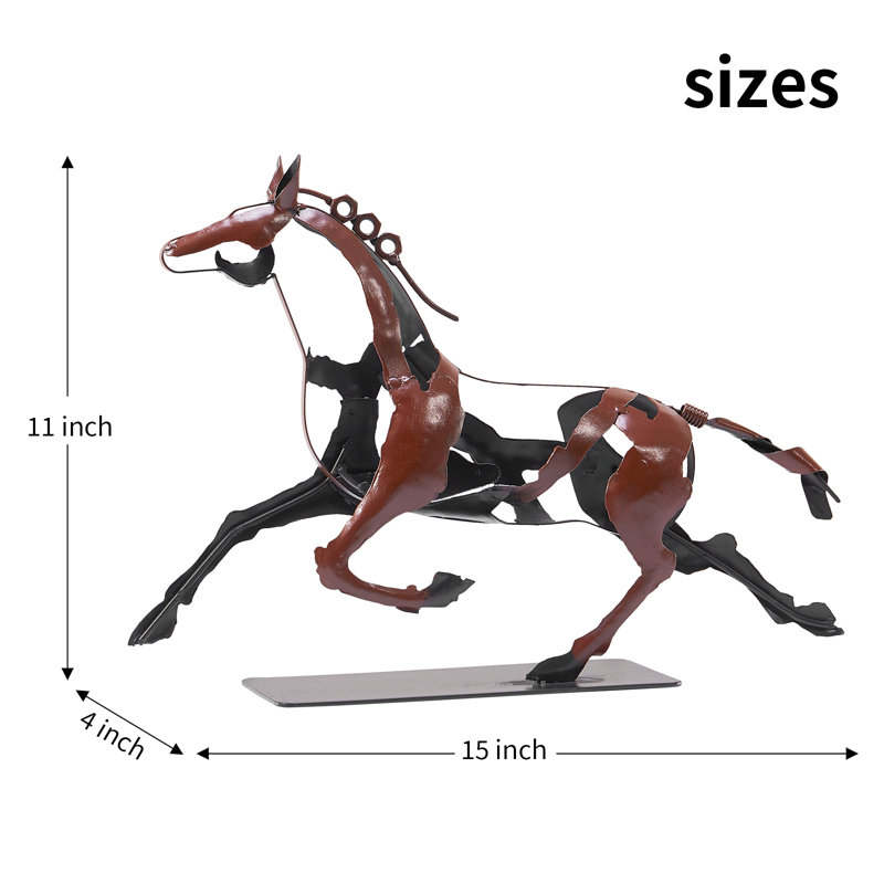 Handmade Metal Horse Statue Sculpture Decor Gifts For Horse Lovers, Brown