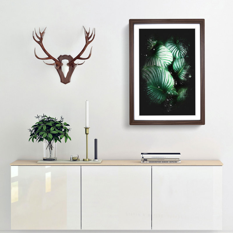 Gathered Green Plant Leaves - Framed Print, 33cm H x 24cm W x 2cm D, Walnut Framed
