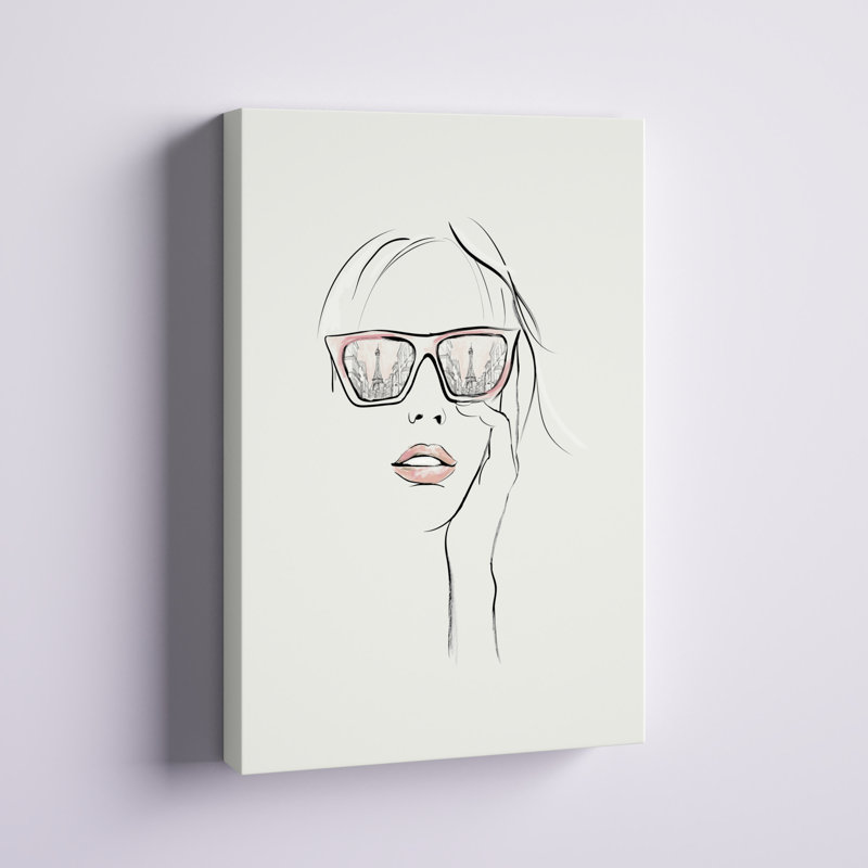 Lunettes de soleil Paris - peinture sur toile tendue, H 12 po x l 8 po
