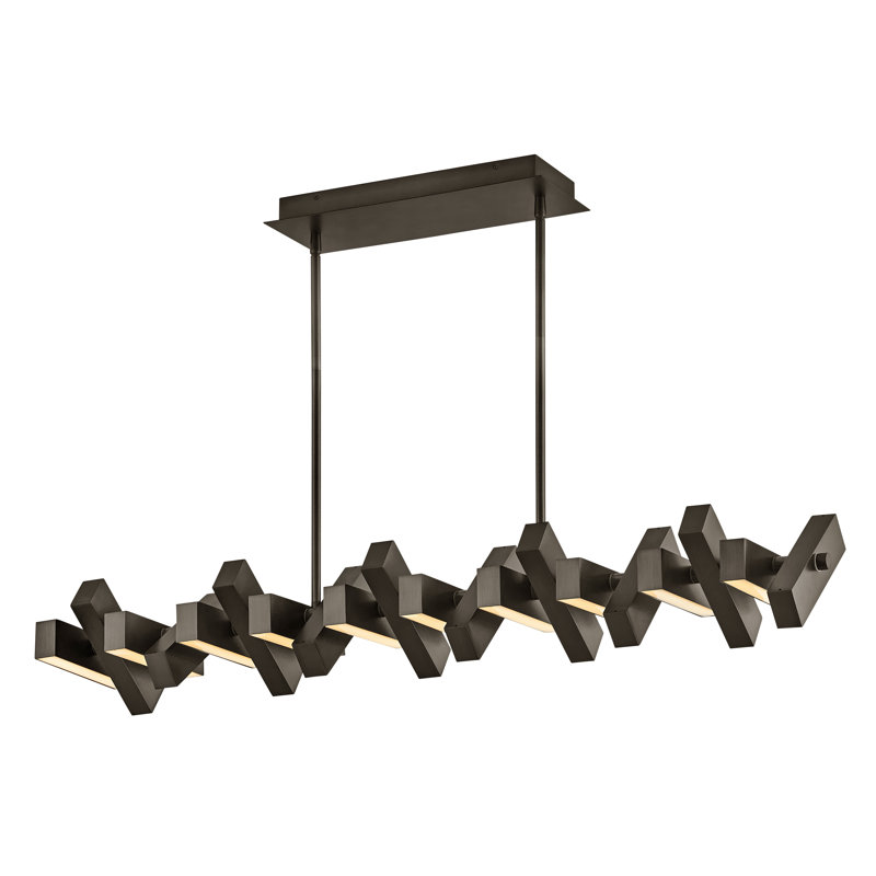 1 - Light Kitchen Island Rectangle Chandelier, Painted Black Oxide