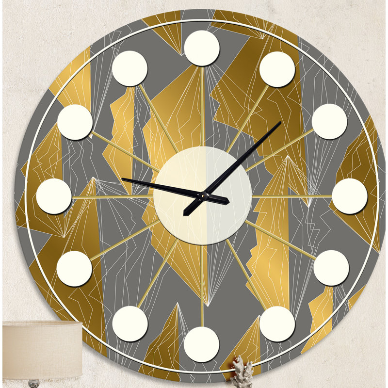 Motif de Golden Polygon - horloge murale Mid-Century moderne, Moyenne
