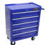 Coffre à outils à 5 tiroirs avec serrure et 4 roulettes pivotantes, supports à roulettes bleues, pour le rangement-2109858913