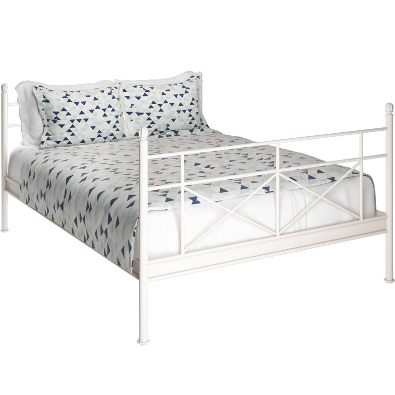 Styer Metal Bed, White, European Kingsize (160 x 200cm)