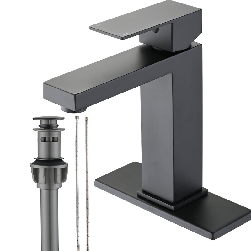 Matte Black Bathroom Tap, Stainless Steel, Single Hole, With Drain Assembly For Enhancement Project 2 Faucet, Handle, Rust Upgrade