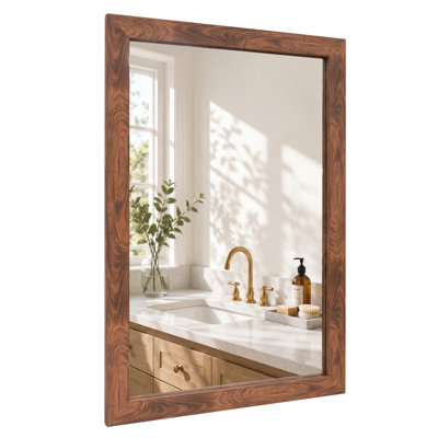 36" x 24" Farmhouse Rectangular Accent Mirror with Tempered Glass