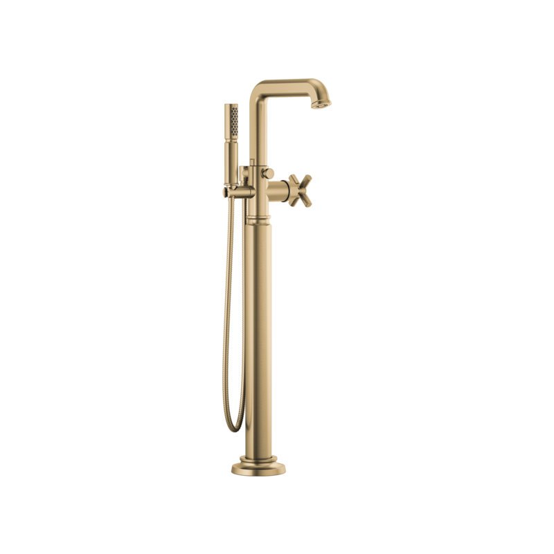 Invari® Single-Handle Floor Mount Tub Filler, Luxe Gold, Cross
