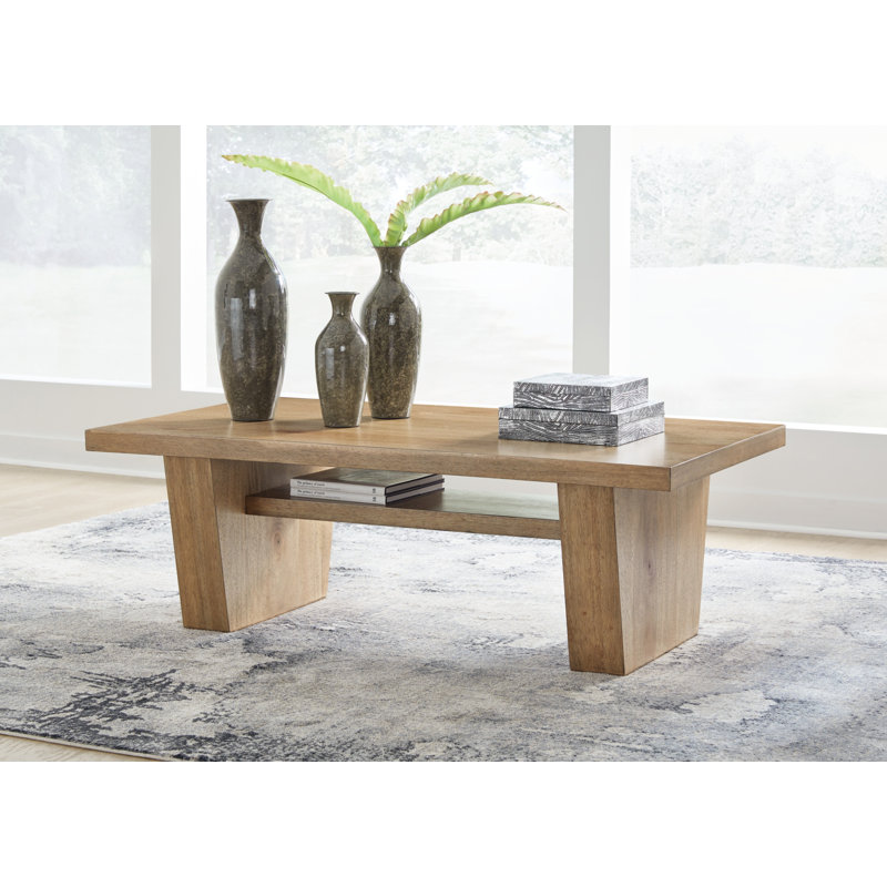 Kristiland Light Brown Mango Wood Rectangular Coffee Table