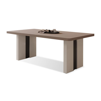 Light coffee color Rectangular Sintered Stone tabletop with Solid wood Dining Table For Dining Room/Kitchen