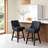 25.6" Swivel Bar Stools Set Of 3, Counter Height Barstools With Back, Linen Fabric Upholstered Bar Stools, Modern Barstools Wood Legs For Kitchen Island Dining Room Bar-41674110-41674108