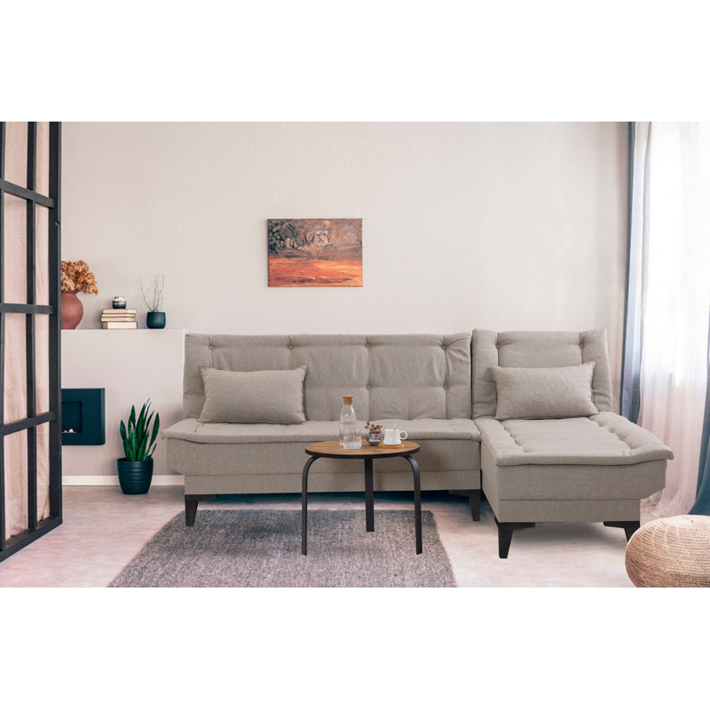 Canapé modulaire d'angle rembourré 88,6 po Sky, 100 % lin crème