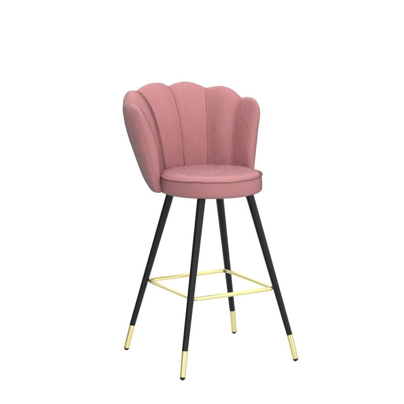 Bowdoin Upholstered Counter Stool with Metal Frame, Pink