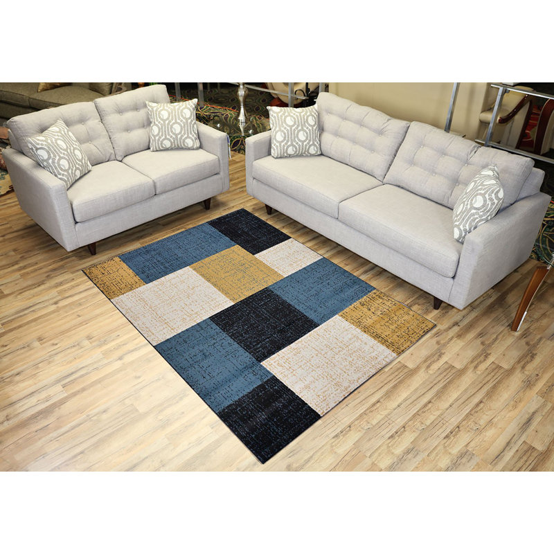 Geometric Square Design Area Rug 5' x 7'