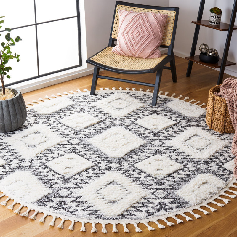 Tapis à poils longs Kampsville, Rond 6 pi 7 po