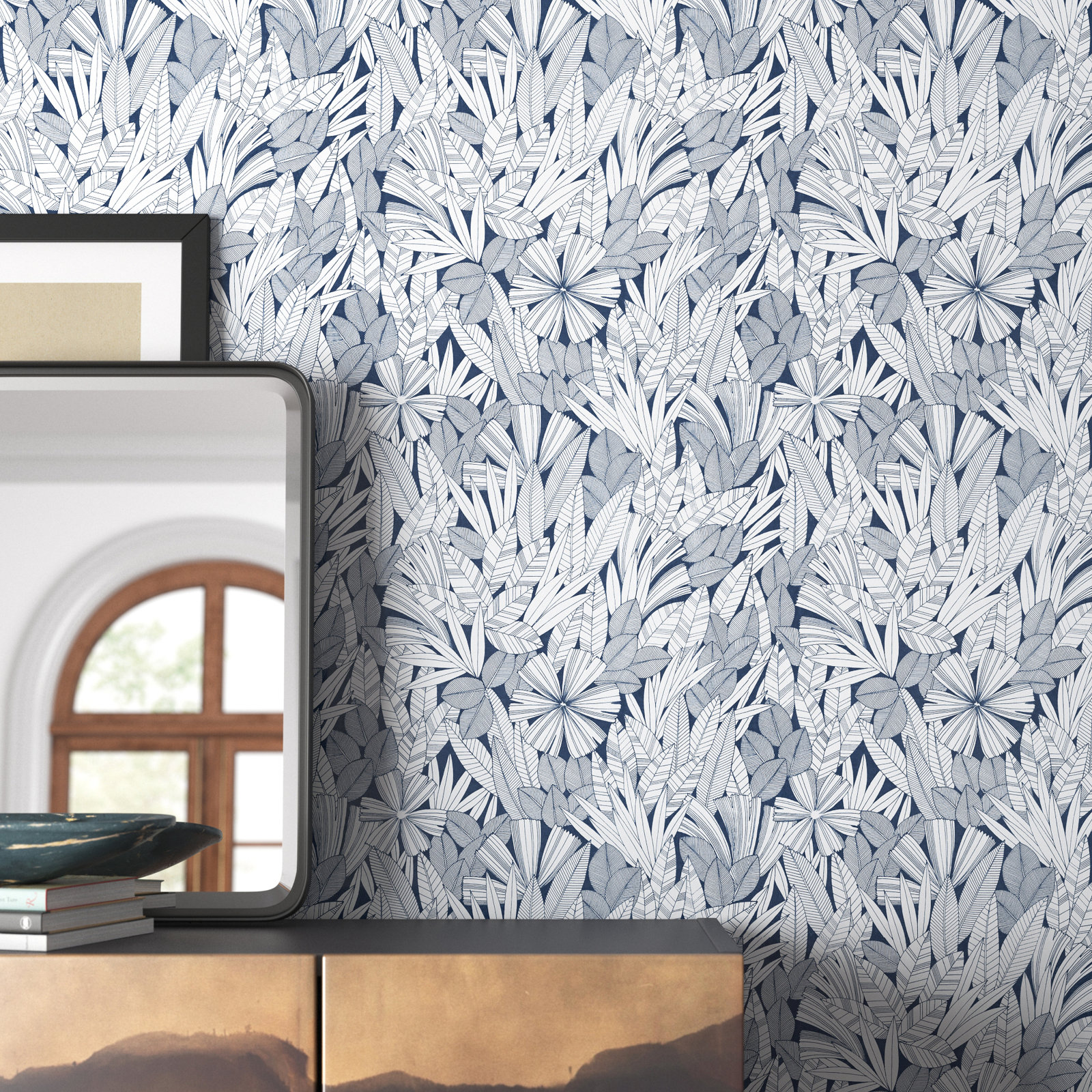 Avellana Botanical Wallpaper, Blue