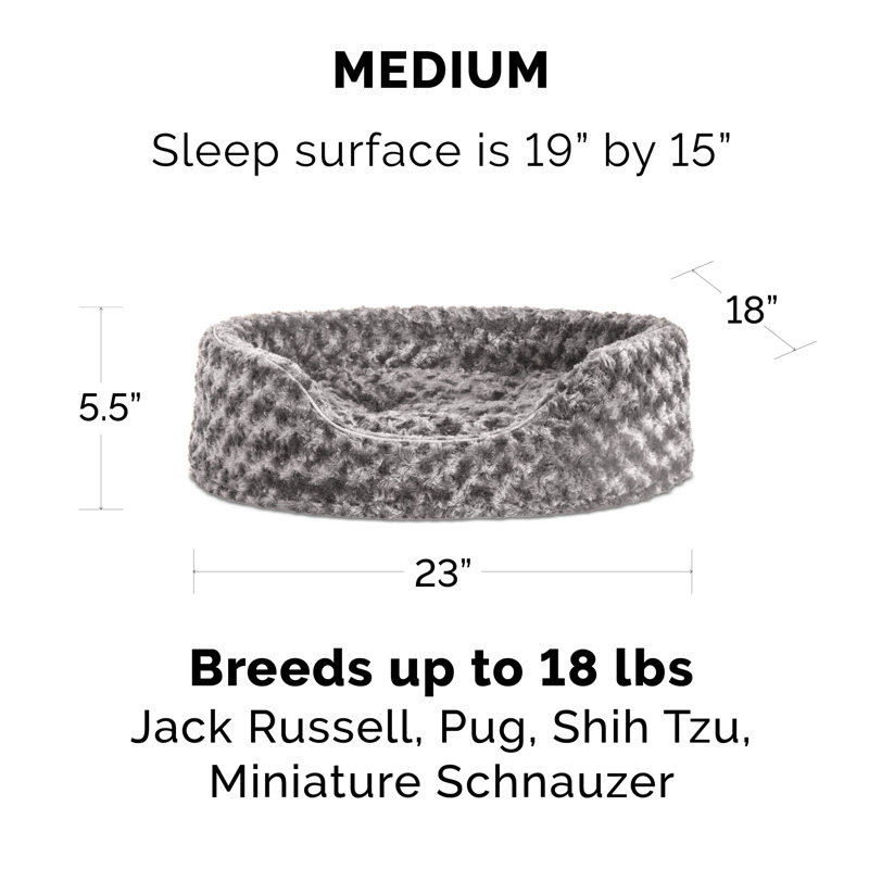 Ultra Plush Oval Donut Dog Bed, Medium (23" W x 18" D), Gray