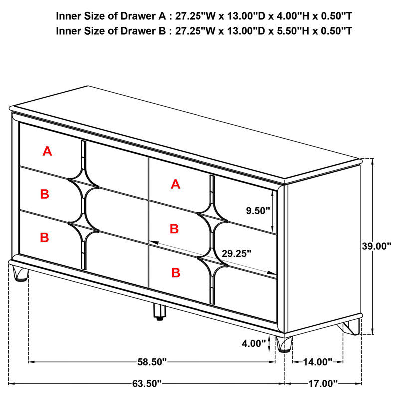 Commode 6 tiroirs Gwendolyn