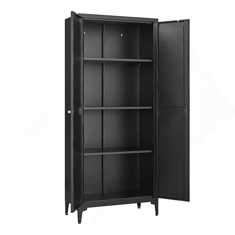 Metal Storage Cabinet, Kitchen Pantry Cabinet With Adjustable Shelves For Kitchen, Living Room, Dining Room And Office, Black