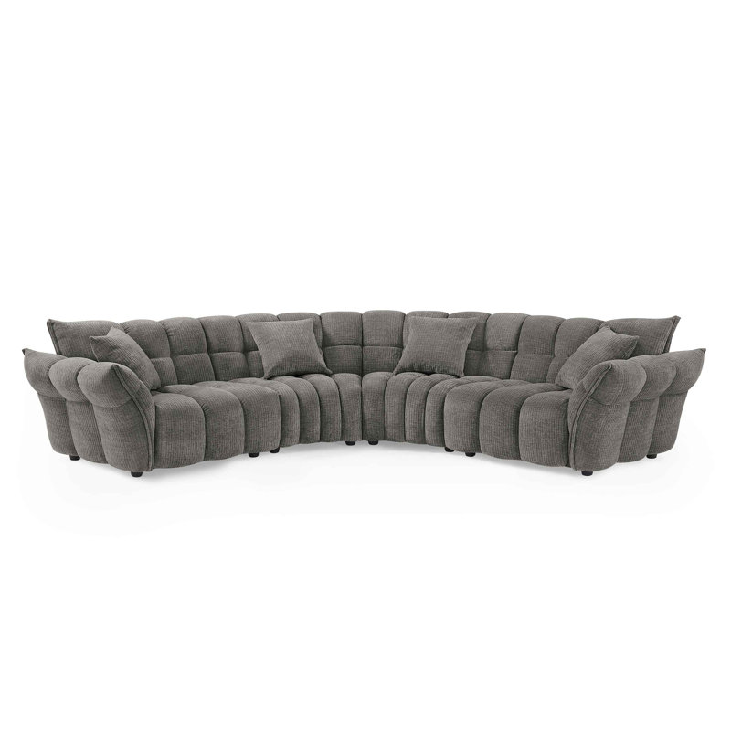 Canapé en forme de L 5,7 po L 112,6 po Minimore, Gris chenille