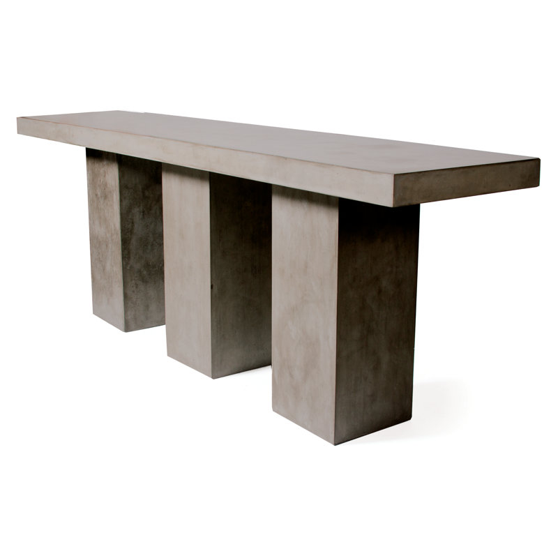 Slate Gray Concrete 119''W Rectangular Bar Table with Black Glides