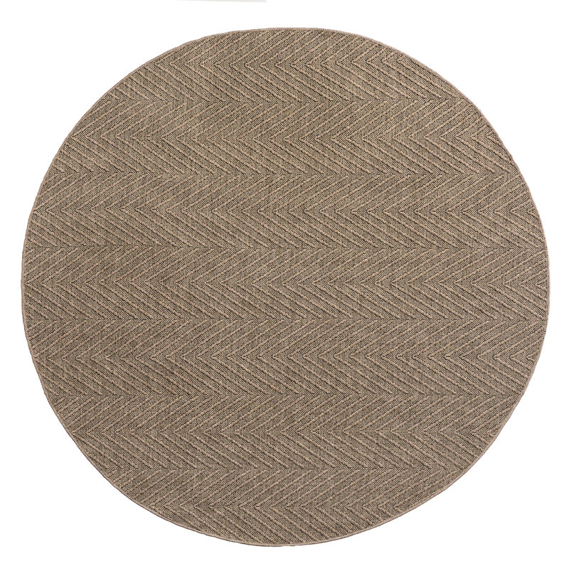 TOWN & COUNTRY BASICS Pax Herringbone Textured Solid Machine Washable Area Rug Brown, Round 7'10.5"