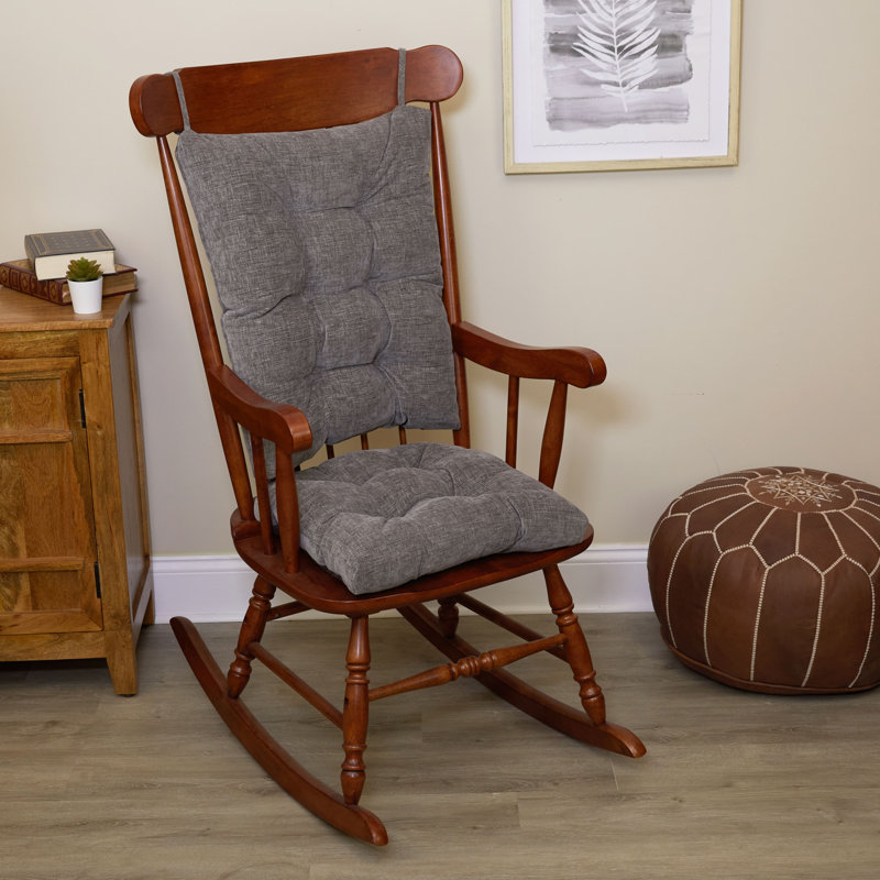 The Gripper Non-Slip Rocking Chair Cushion Thick, Includes Seat Pad & Back Pillow with Ties for Indoor Living Room Rocker, 17x17 Inches, 2 Piece Set, Gingham Black