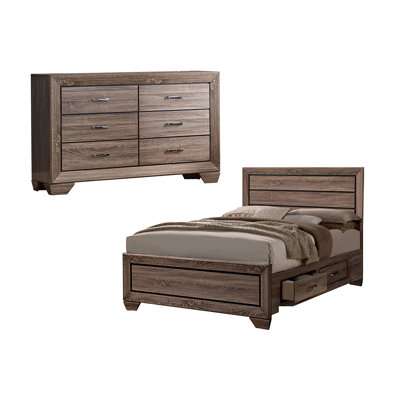 Andice Washed Taupe 2-Piece Bedroom Set with Dresser