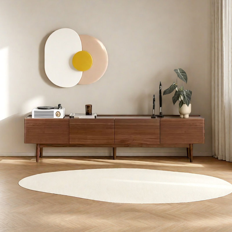 Meuble télé en bois de noyer avec rangement spacieux, 78.74"