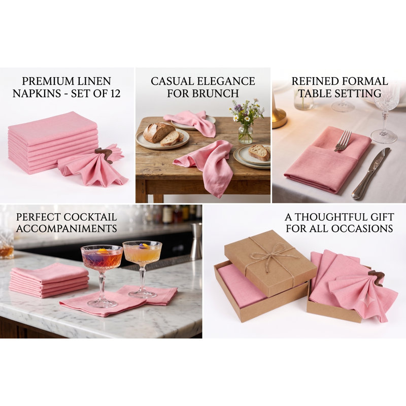 Baby Pink Cotton Cloth Dinner Napkins, 100% Cotton (18 x 18)