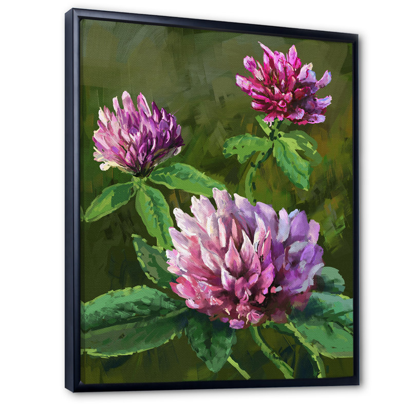 Fleurs sauvages mauves II - Peinture, H 20 po x l 12 po x P 1 po, Cadre flottant noir