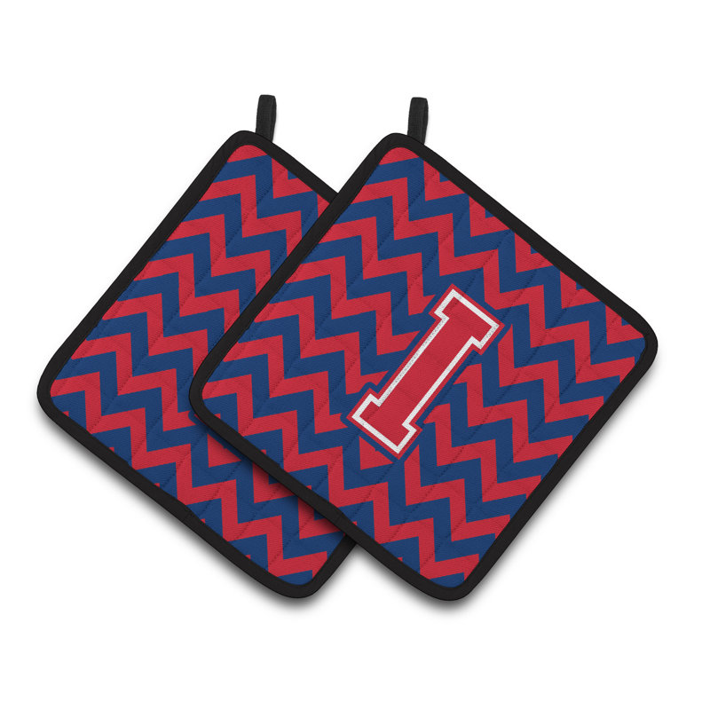 Poignée à chevrons, I, Bleu de Yale / cramoisi