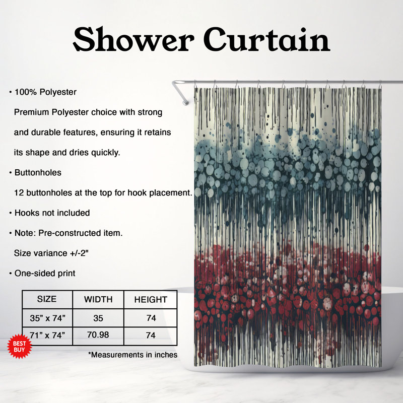 Rideau de douche Gentle Rain - Premium, H 74 po x l 71 po