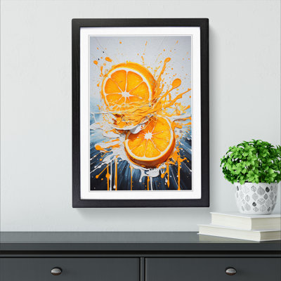 Sliced Orange Action No.2 - Single Picture Frame Print on Wood