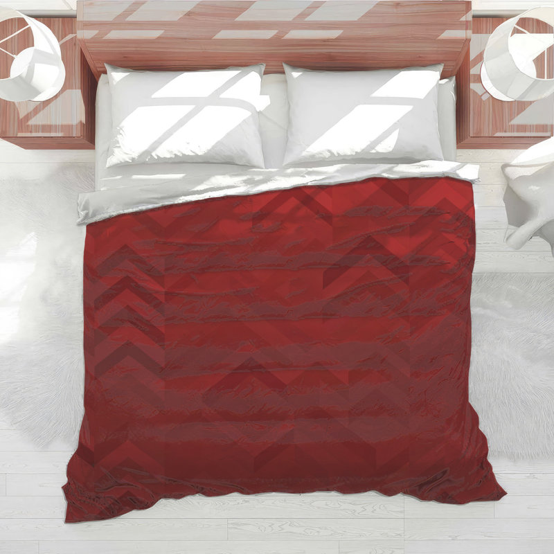 Édredon rouge à motif de chevrons, Simple extra long