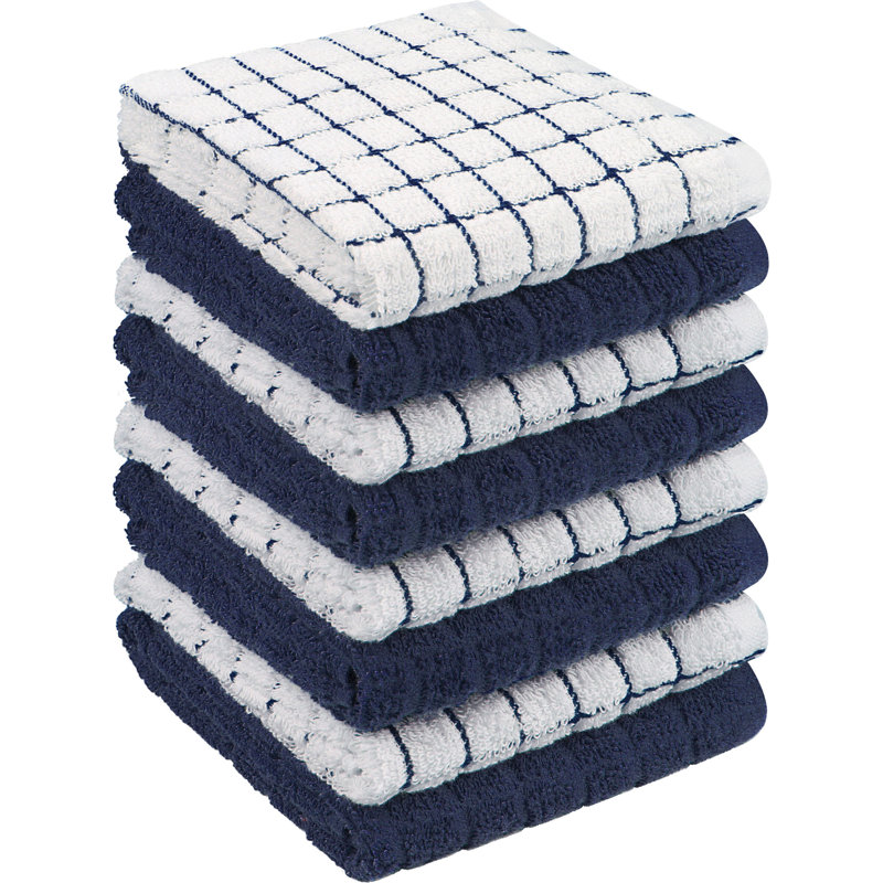 100% Cotton Washcloth, Blue/White