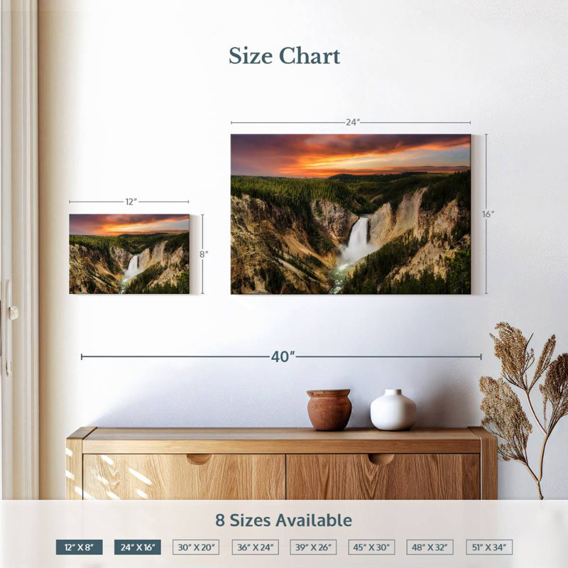 Cascades d'Alvord Yellowstone, H 16 po x l 24 po