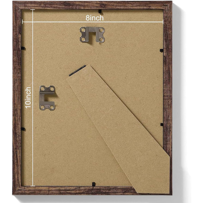 Ensemble de 9 cadres photo 8 x 10 avec plexiglas incassable - Présentoir 5 x 7 avec passe-partout ou 8 x 10 sans passe-partout, cadres en bois d'ingénierie pour mur ou plateau de table