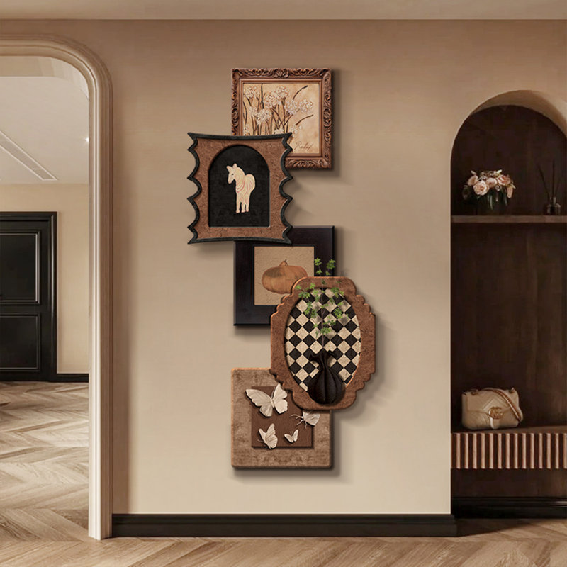 Art mural noir et brun en grès, H 59,06 po x l 27,56 po