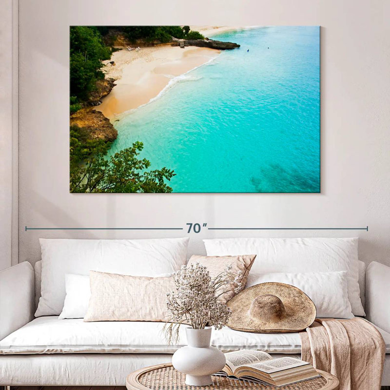 Gillard, plage de sable blanc, Anguilla, H 34 po x l 51 po