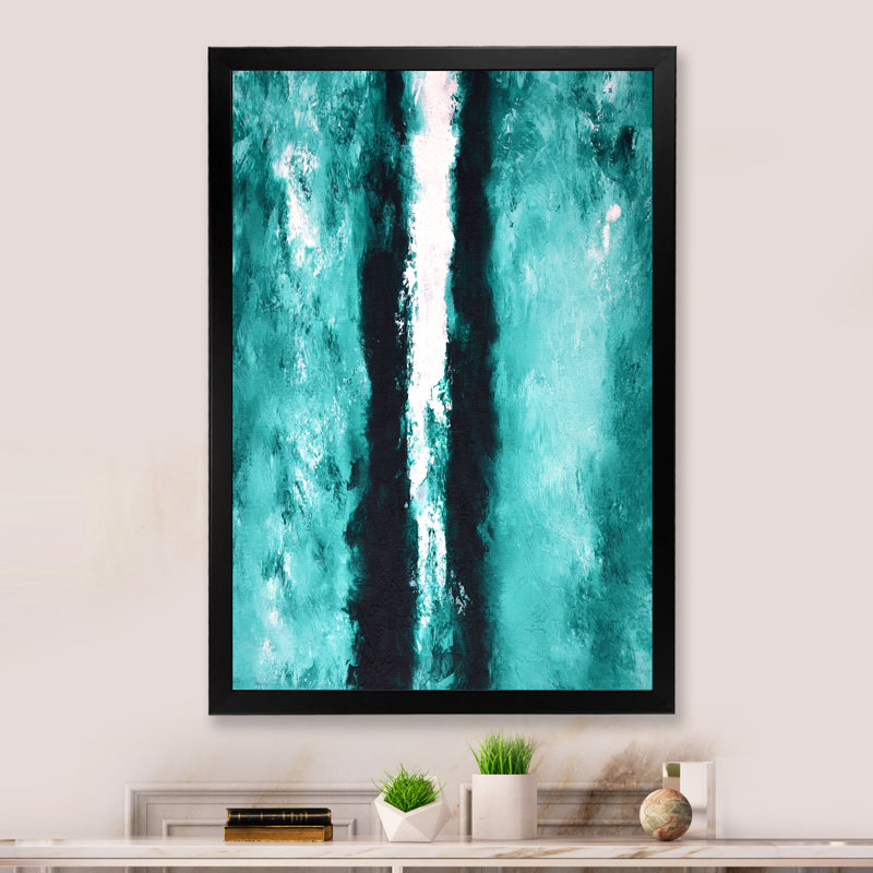 «Colorfields in Turquoise and White» - Reproduction de photo encadrée sur toile, Cadre noir, H 20 po x l 12 po x P 1 po
