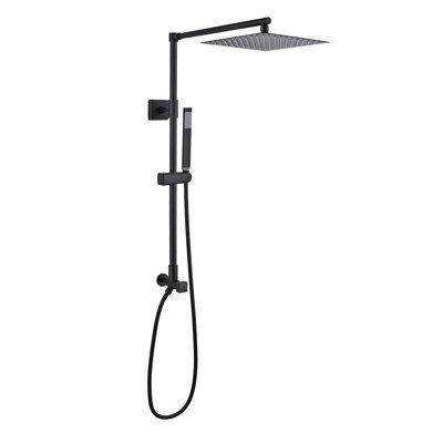 Fennocasa Polaris Lux Rain Shower System, includes 10” Square Rainfall Shower Head and Handheld Shower Combo, Height Adjustable Spray Holder, Retrofit, 60” Hose 