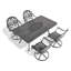 Ensemble de salle à manger 5 pièces en aluminium coulé résistant aux intempéries, comprenant 4 chaises pivotantes et une table rectangulaire avec cadre noir