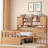 Multifunctional Wood Platform Bed With Bookshelf, Built-in Desk And Matching Chair-625228192