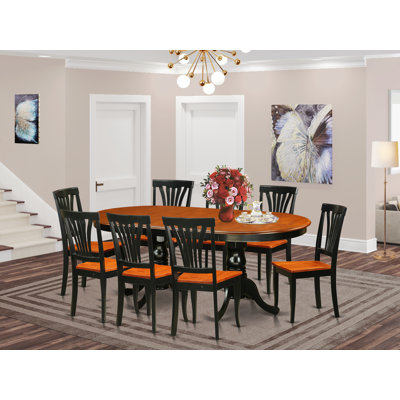 Aleta 9 - Piece Extendable Rubberwood Solid Wood Dining Set by Alcott Hill
