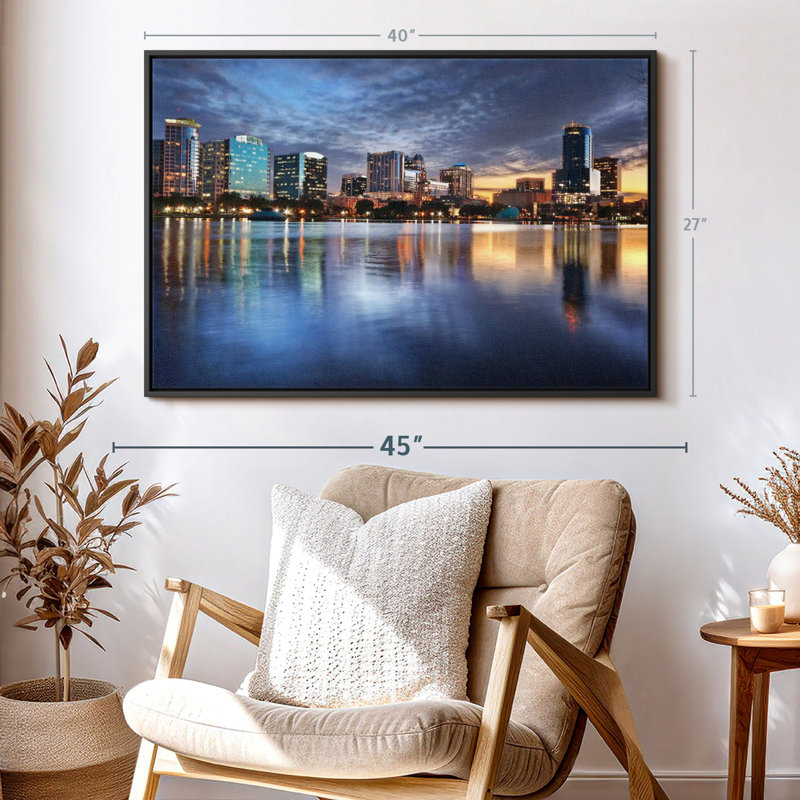 Impression sur toile Orlando Night Skyline, H 27 po x l 40 po
