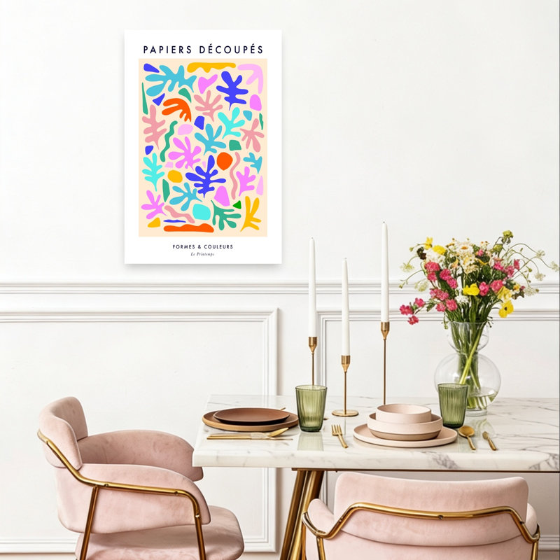 Vibrant Cutout Shapes Abstract Bold Colorful Summer Landscape Wall Art Print by Dominique Vari - Wrapped Canvas Print