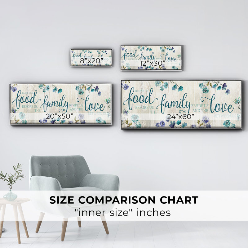 «Food Family Love» - Toile encadrée, H 8 po x l 20 po